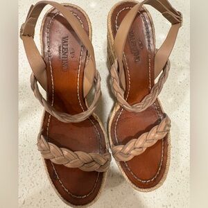 Valentino Garavani Tan Braided Sandals